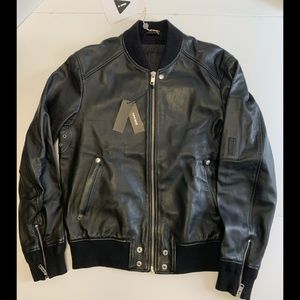 Authentic Diesel L-JOSEPH Mens BOMBER MOTORCYCLE Leather Jacket Black XL